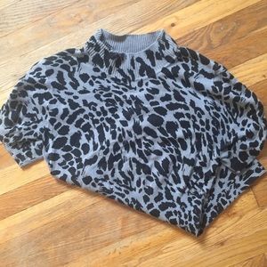 grey and black leopard print mock turtle neck